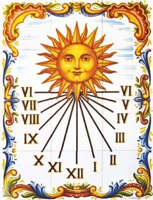 MURAL CERAMICO DECORADO 60X80 RELOJ DE SOL - MLM